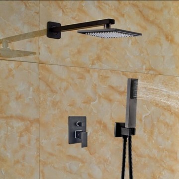 Olie brons gewreven stortdouche inclusief douche-arm en handdouche. 25 CM stortdouche