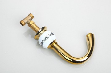 3 delige Gouden Badkraan voor montage op badrand of voor wastafel montage nostalgische look