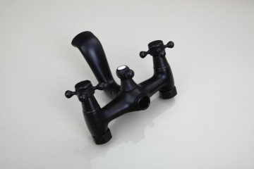 Nostalgische zwart Olie brons opbouw douche set douchekop 20 CM retro handdouche met keramiek