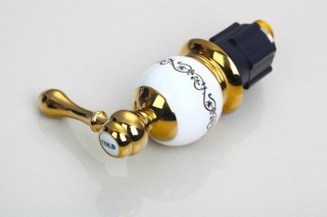 3 delige Gouden Badkraan voor montage op badrand of voor wastafel montage nostalgische look