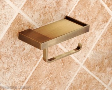 Brons Nostalgisch WC rolhouder met handig telefoon tafeltje