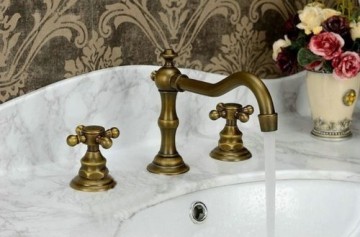 Klassieke 3 delige bronzen badkraan badrand bevestiging