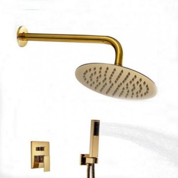 Nostalgische inbouw doucheset goud afgewerkt muurbevestiging