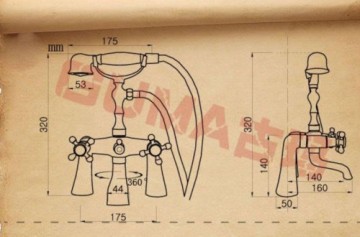 Klassieke olie brons badkraan voor montage op de bad rand.inclusief bijpassende handdouche