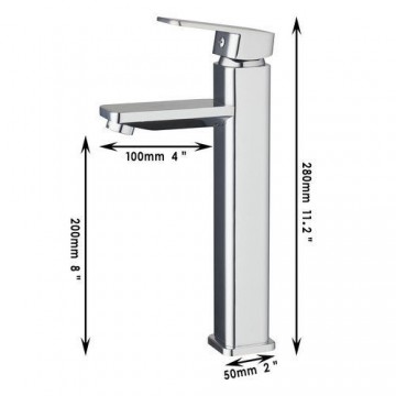Robuuste wastafelkraan vierkant model chroom afgewerkt design kraan