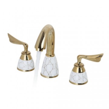 3 delige Gouden Badkraan voor badrand of voor wastafel montage nostalgische look retro klassieke kraan