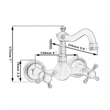 Klassieke bronzen nostalgische badkraan muurbevestiging