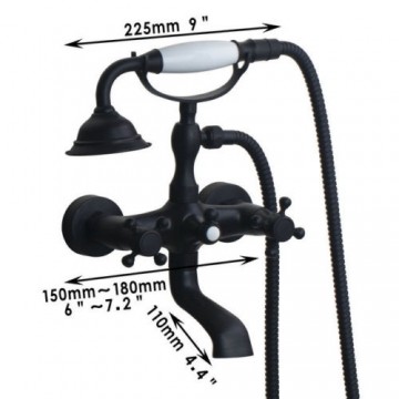 Nostalgische Oil bronzen / zwarte badkraan muurbevestiging inclusief handdouche