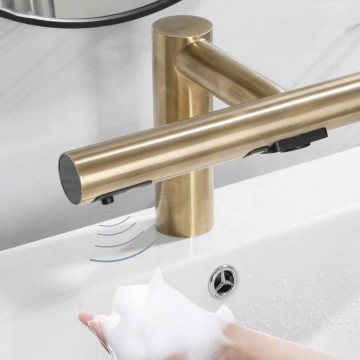 Sensomatica geborsteld goud 3 in 1 zeep droger sensorkraan 4