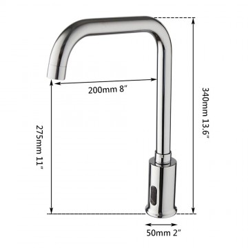 Sensomatica sensorkraan koud model chroom afmeting