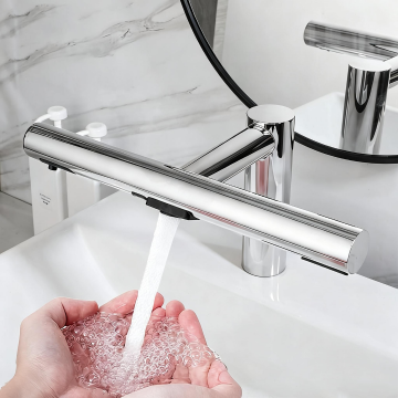 Sensomativa 3 in 1 sensorkraan handendroger zeepdispenser chroom 1