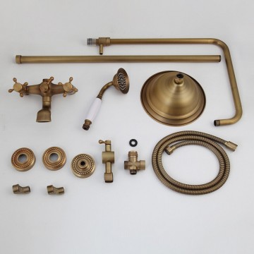 Set bronskleurige doucheset met grote regendouchekop