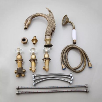 Set bronskleurige inbouw badkraan