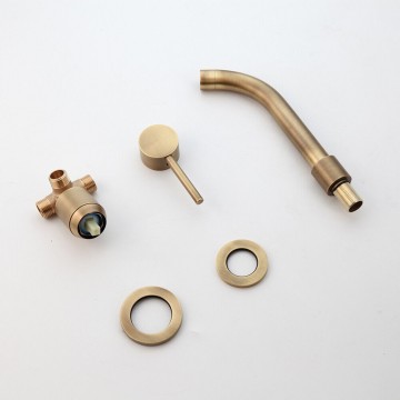 Set bronskleurige inbouw wastafelkraan