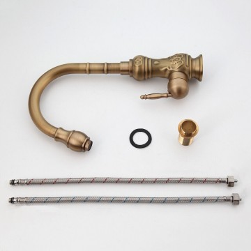 Set bronskleurige keukenkraan