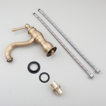 Set bronskleurige wastafel kraan