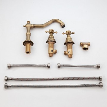 Set bronskleurige wastafelkraan 0