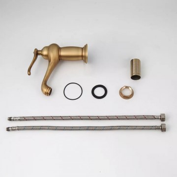 Set bronskleurige wastafelkraan 3