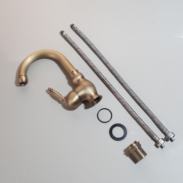 Set bronskleurige wastafelkraan draaibaar