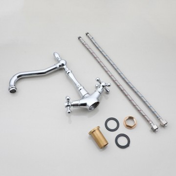 Set chroom wastafelkraan