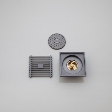 Set doucheput met rooster gun metal uitvoering