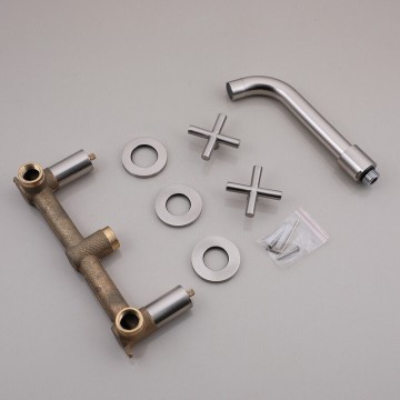 Set geborsteld nikkel muurkraan inbouw