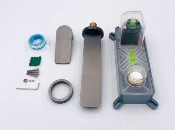 Set gun metal inbouw wandkraan