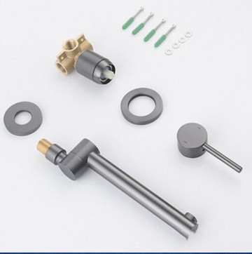 Set gun metal muurkraan met zwenkbare uitloop