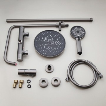 Set gun metal thermostatische opbouw regendouche
