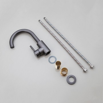 Set gun metal wastafelkraan