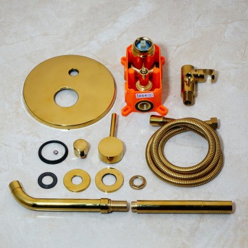 Set inbouw kraan badkamer goud