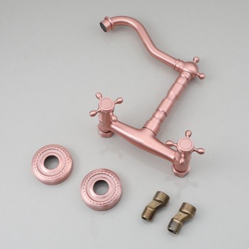 Set koperkleurige messing wastafelkraan