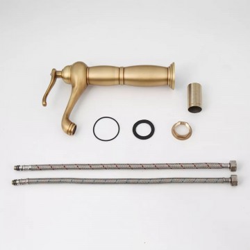 Set landelijke bronskleurige wastafelkraan 0