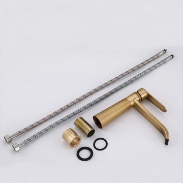 Set landelijke bronskleurige wastafelkraan 1