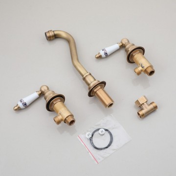 Set landelijke bronskleurige wastafelkraan