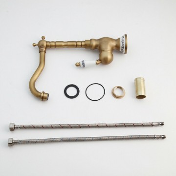 Set landelijke bronzne wastafelkraan