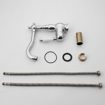 Set landelijke wastafelkraan chroom