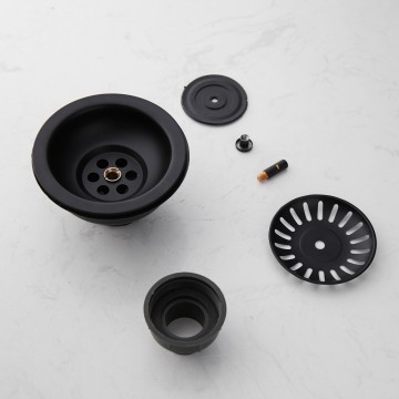 Set landelijke zwarte gootsteen afvoer