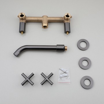 Set moderne gun metal inbouw kraan