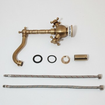 Set nostalgische bronskleurige mengkraan