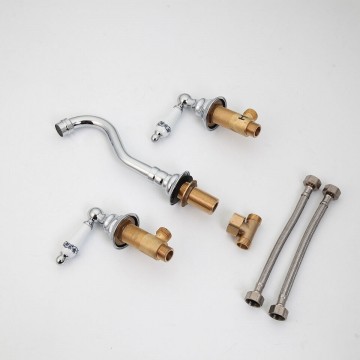 Set nostalgische chroom muurkraan