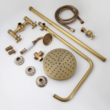 Set opbouw regendouche bronskleurig model landelijk