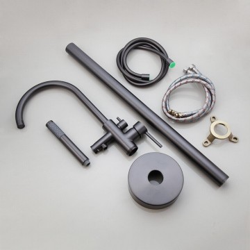 Set staande badkraan gun metal