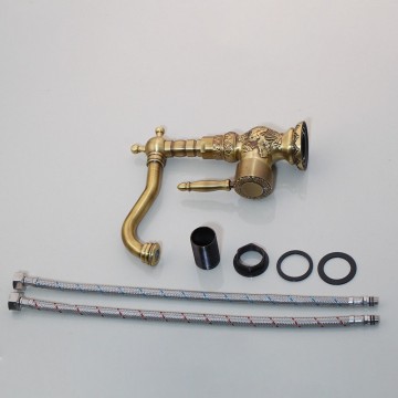 Set wastafelkraan brons