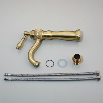 Set wastafelkraan mat goud voor warm en koud