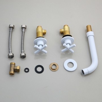 Set witte inbouw kraan