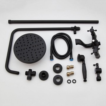 Set zwarte mengkraan opbouw regendouche