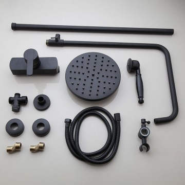 Set zwarte opbouw regendouche 0