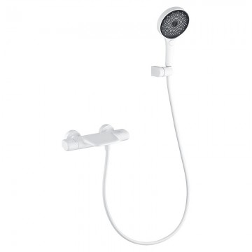 Thermostatische badkraan wit met handdouche 5