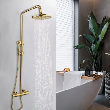 Thermostatische goudkleurige opbouw doucheset